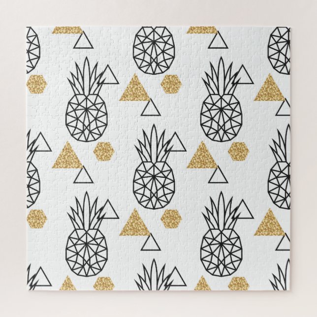 Puzzle Motif de points d'or géométriques à ananas. (Vertical)