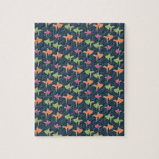 Puzzle Motif de poisson doré couleur néon (Vertical)