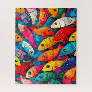 Puzzle Motif de poisson multicolore