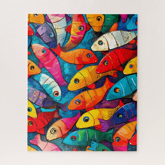 Puzzle Motif de poisson multicolore (Vertical)