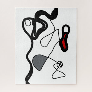 Puzzle Motif de rétention : Abstrait noir, blanc, gris et