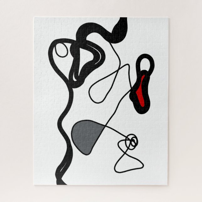 Puzzle Motif de rétention : Abstrait noir, blanc, gris et (Vertical)