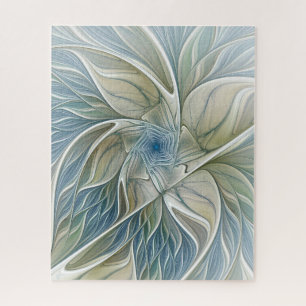 Puzzle Motif de rêve floral Abstrait Bleu Kaki Fractal
