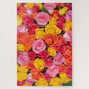 Puzzle Motif de roses colorées vives Fond floral