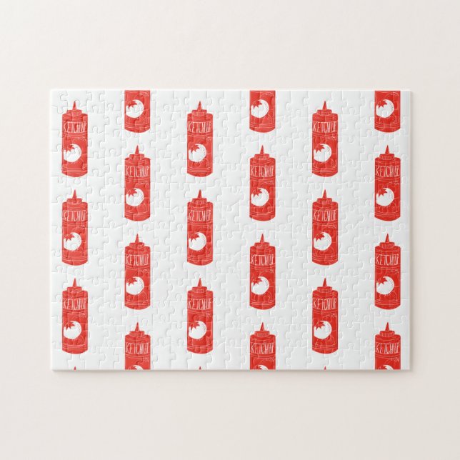 Puzzle Motif de sauce Ketchup rouge amusant (Horizontal)