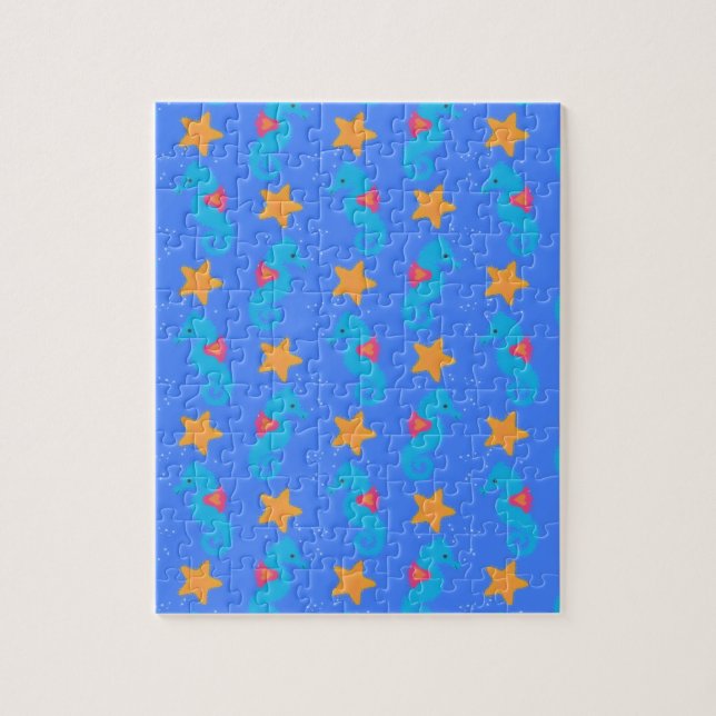Puzzle Motif De Seahores Bleues Et De Starfish (Vertical)