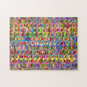 Puzzle motif de symboles de paix multicolores