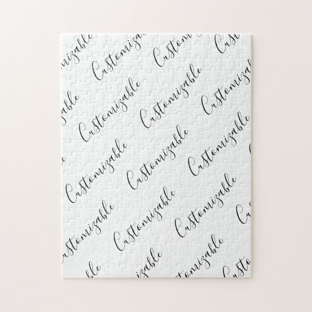 Puzzle Motif de texte de script moderne modifiable | Noir (Vertical)