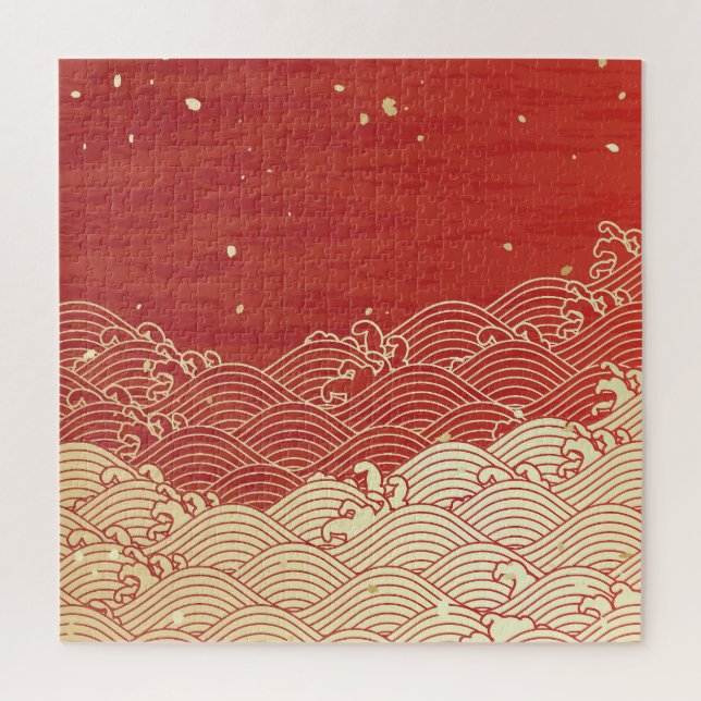 Puzzle Motif de texture papier d'onde dorée (Vertical)