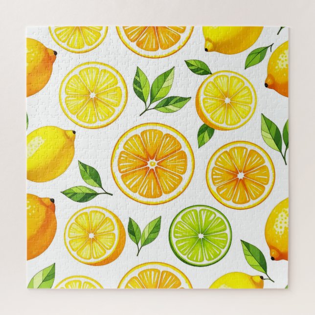 Puzzle Motif de tranche de citron agrume (Vertical)