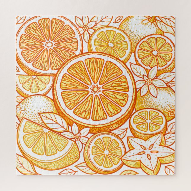 Puzzle Motif de tranche d'orange d'agrumes vibrant (Vertical)