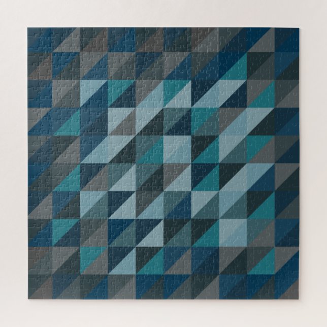 Puzzle Motif de triangle géométrique en bleu et gris (Vertical)