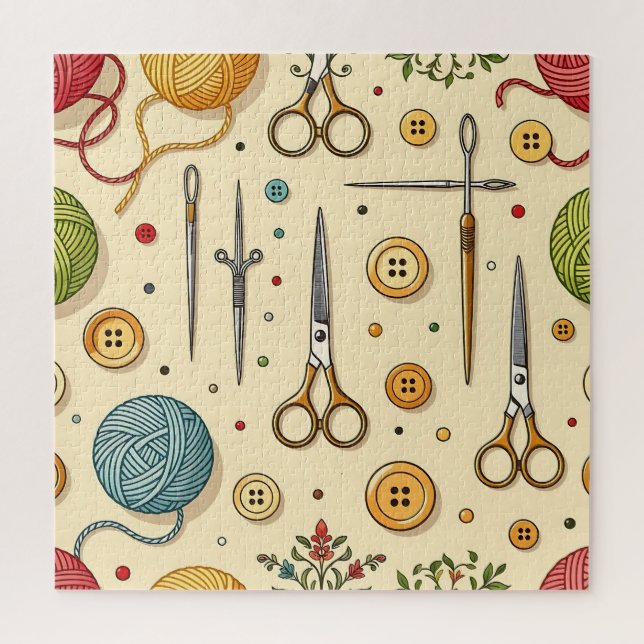 Puzzle Motif de tricot crochet outils de couture (Vertical)