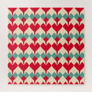 Puzzle Motif de tuiles de coeurs rouges et bleus à la men