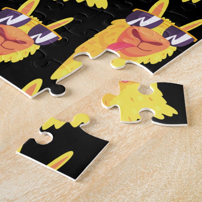 Puzzle Motif de visage de lama drôle avec lunettes (Côté)