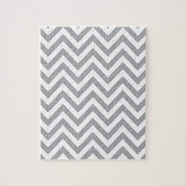 Puzzle Motif de zigzag gris et blanc de Chevron (Vertical)