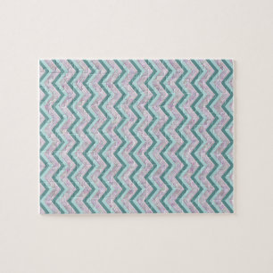 Puzzle Motif de zigzag turquoise floral de perle