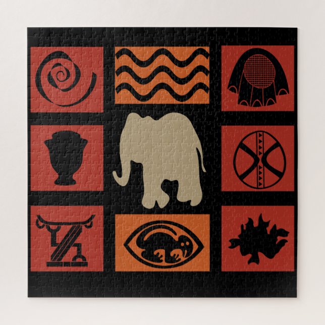 Puzzle motif d'éléphants de la tribu africaine (Vertical)
