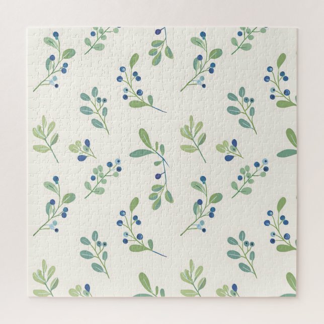 Puzzle Motif délicat de myrtille et d'eucalyptus (Vertical)