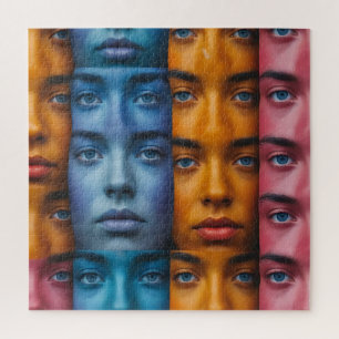 Puzzle Motif des faces colorées