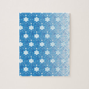 Puzzle Motif des flocons de neige bleu et blanc d'hiver