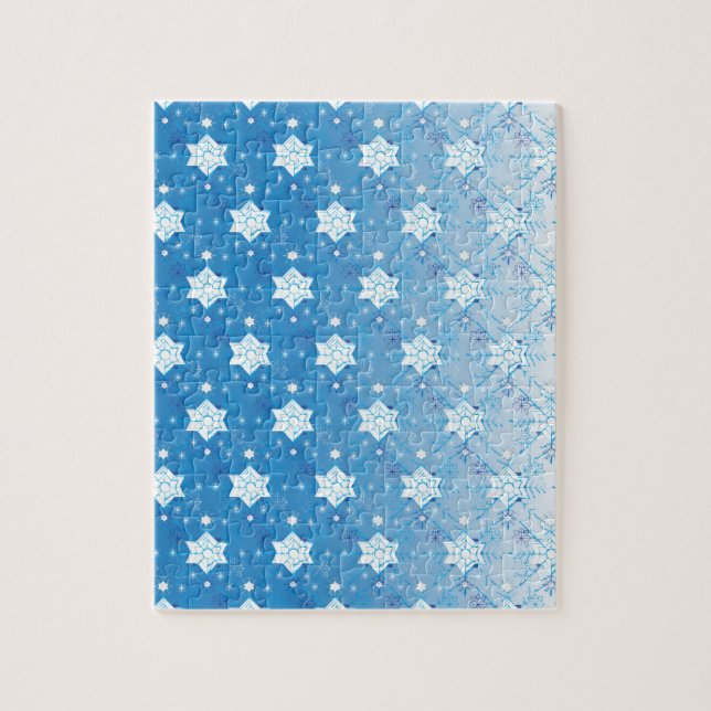 Puzzle Motif des flocons de neige bleu et blanc d'hiver (Vertical)
