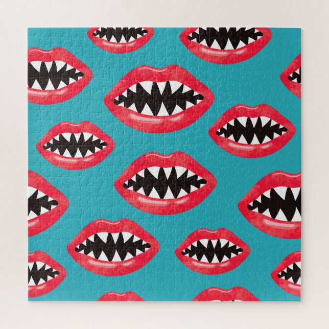 Puzzle Motif des lèvres rouges des dents de requin (Vertical)