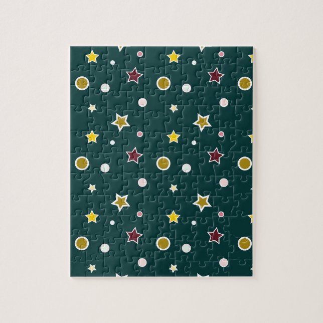 Puzzle Motif d'étoile festive sur sarcelle foncée (Vertical)