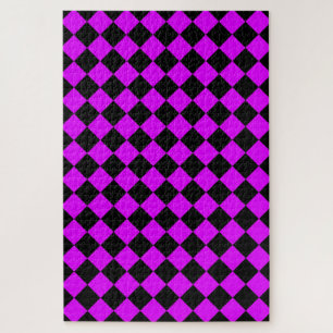 Puzzle Motif diamant à carreaux noir violet