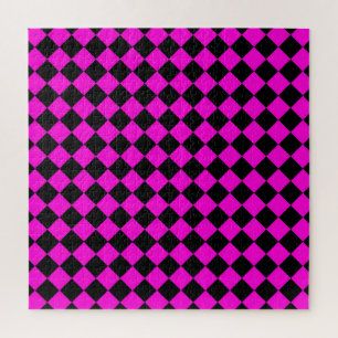Puzzle Motif diamant à carreaux rose noir