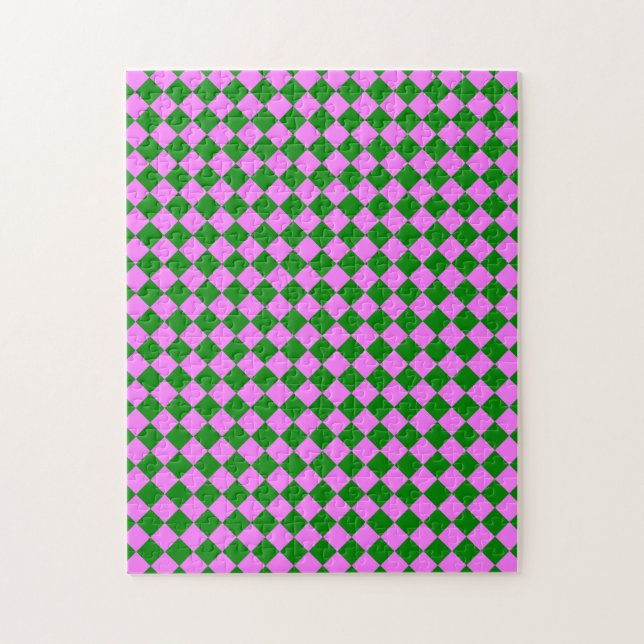 Puzzle Motif diamant à carreaux rose vert (Vertical)