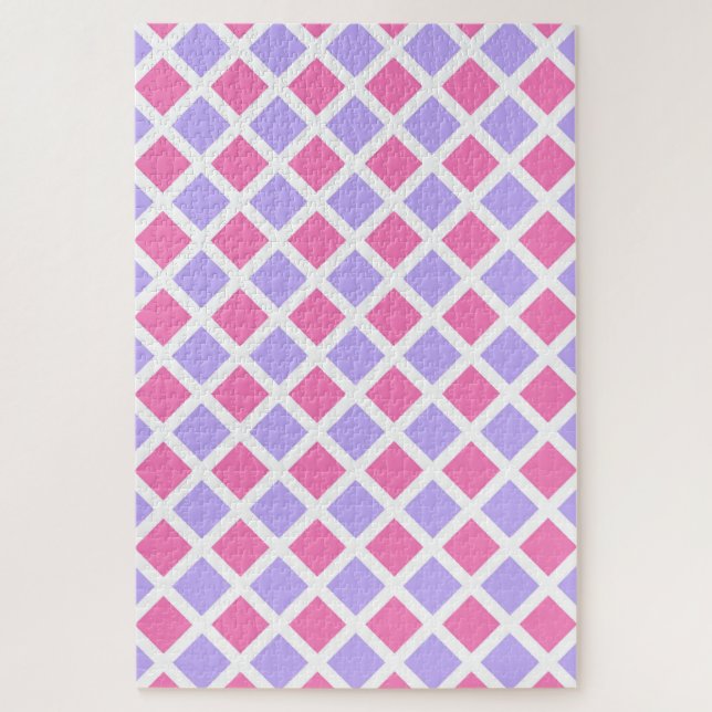 Puzzle Motif diamant à carreaux rose violet (Vertical)