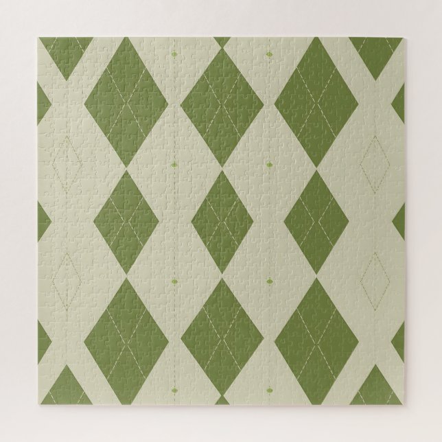 Puzzle Motif diamant Argyle vert olive (Vertical)
