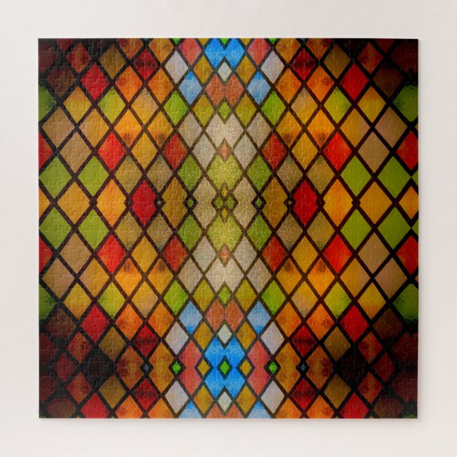 Puzzle Motif diamant en verre coloré  (Vertical)