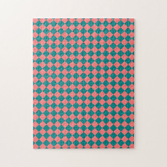 Puzzle Motif diamant rose Cyan Checker (Vertical)
