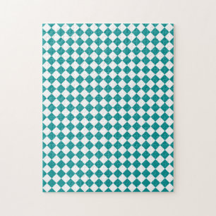 Puzzle Motif diamant turquoise blanc Checker
