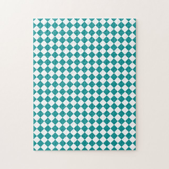 Puzzle Motif diamant turquoise blanc Checker (Vertical)