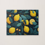 Puzzle Motif du jardin de citron. Agrumes tropicaux jaune<br><div class="desc">Puzzle motif citron jaune.</div>