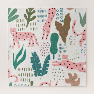 Puzzle Motif, empreinte de léopard, vintage.