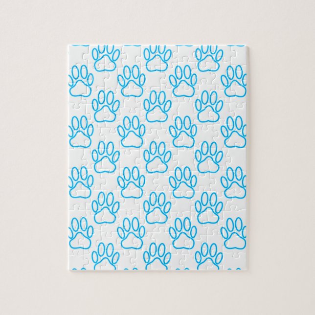 Puzzle Motif Empreinte de patte de Blue Neon Dog (Vertical)