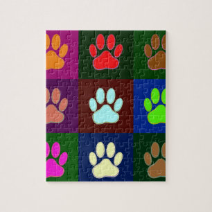 Puzzle Motif Empreinte de patte de chien multicolore