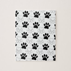 Puzzle Motif Empreinte de patte de chien noir et blanc