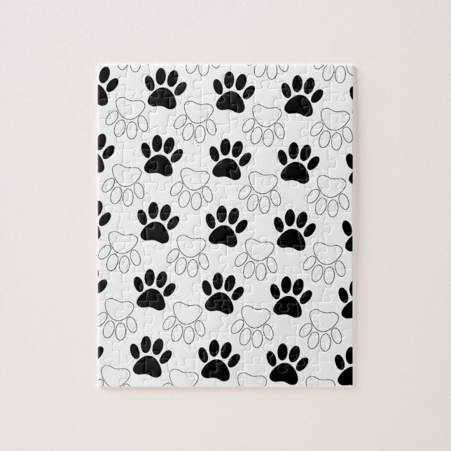 Puzzle Motif Empreinte de patte de chien noir et blanc (Vertical)