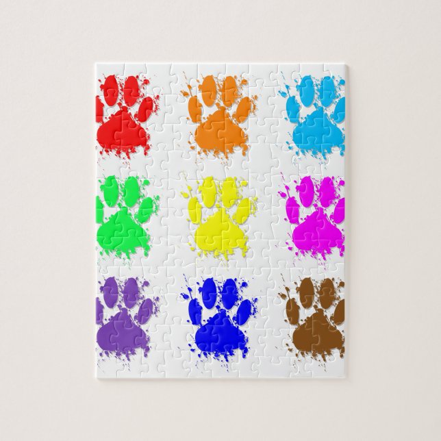 Puzzle Motif Empreinte de Patte de Chien Tache d'Encre (Vertical)