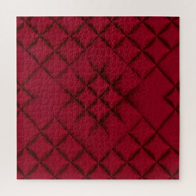 Puzzle Motif en cuir matelassé rouge profond (Vertical)