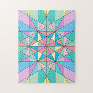 Puzzle Motif étoile triangle mosaïque pastel rétro coloré