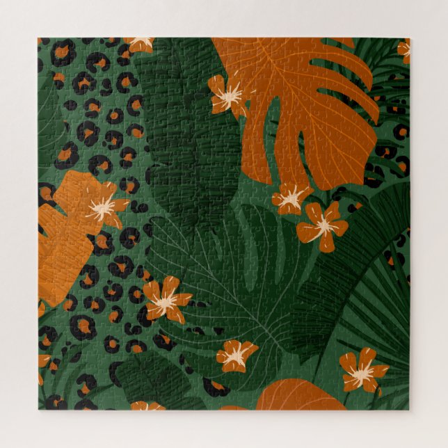 Puzzle Motif Feuille exotique léopard tropique (Vertical)