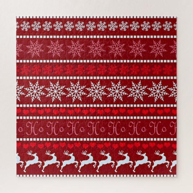 Puzzle Motif flocon de neige et renne festif (Vertical)