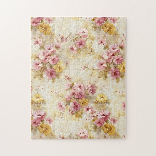 Puzzle Motif floral à l'aquarelle vintage (Vertical)