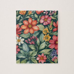 Puzzle Motif floral aquarelle botanique Cottagecore